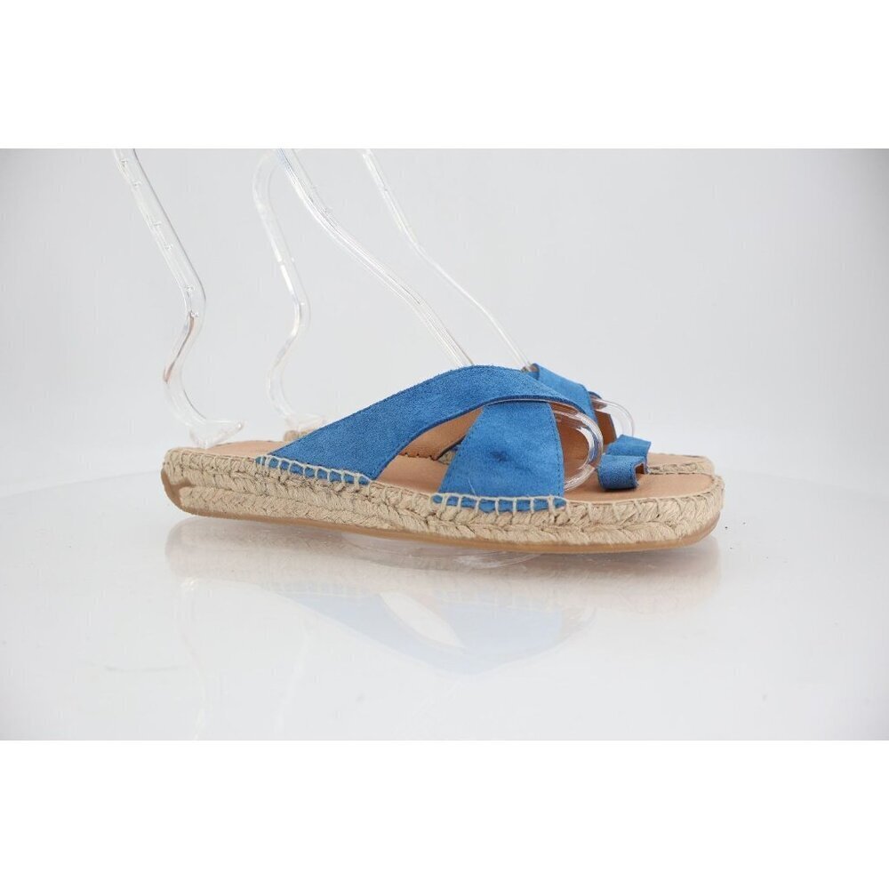 Jeffrey Campbell Women's Blue Suede Sandal Size 9 Toe Ring Slip On Slide Shoes